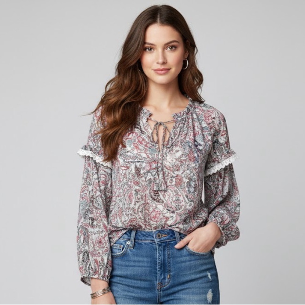 Aqua Paisley Blouse
